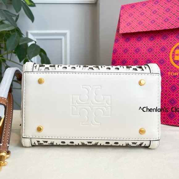 🔥NeW! $598 Tory Burch T Monogram Laser Cut Barrel Petite Bag - Picture 15 of 17